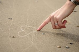 Hand Finger Woman Heart Sand 